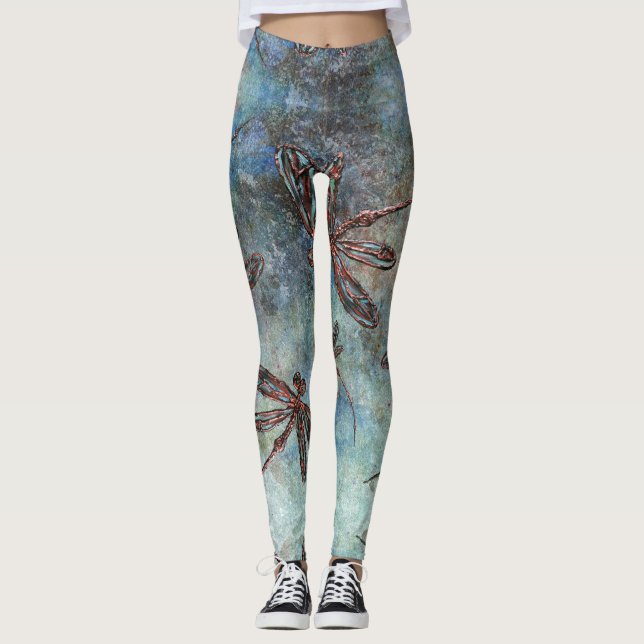 Bronze-verzauberte Libellen auf einem magischen Hi Leggings (Vorderseite)