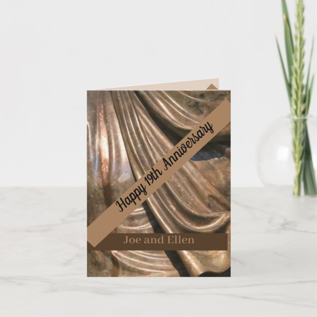 Bronze zum neunzehnten Hochzeitstag Karte (Vorderseite)