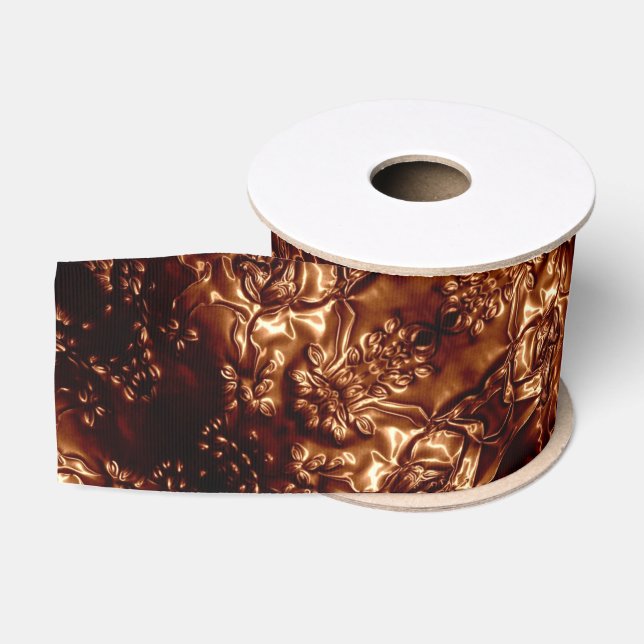 Bronzeblumenprägenkunst browns metallisch ripsband (Spule)