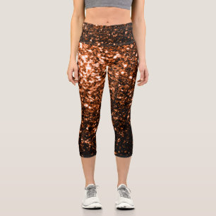 Bronzebraun-Imitat aus Kupfer Glitzer Glitzern Capri Leggings