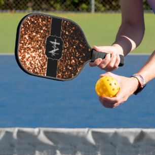 Bronzebraun Imitat aus Kupfer Glitzer Glitzern Mon Pickleball Schläger