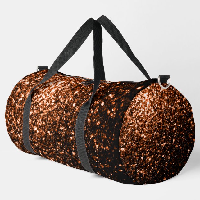 Bronzebraun-Imitate aus Kupfer Glitzer Glitzern Duffle Bag (Linke Ecke)