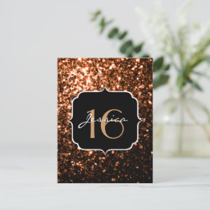 Bronzebraun-Imitate aus Kupfer Glitzern Sweet 16 Postkarte