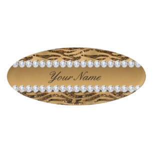 BronzegoldImitat-Foliezebra-Streifen Namenschild