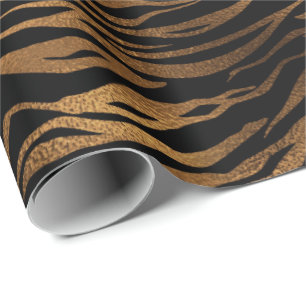 Bronzehonig-Goldmetallschwarz-Tiger-Tierhaut Geschenkpapier