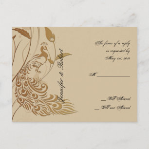 Bronzekunst-Deko-Pfau Blumen-UAWG Postkarte v2