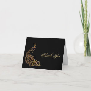 Bronzekunst-Deko-Pfau und Blumen danken Ihnen Dankeskarte