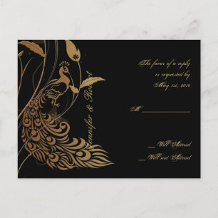 Bronzekunst-Deko-Pfau und Blumen-UAWG Postkarte