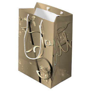 Bronzy "Happy Birthday" 3D Butterflies Mittlere Geschenktüte