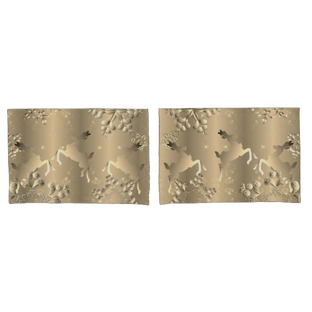 Bronzy Rentier und Schneeflocken Kissenbezug (Vorderseite-Set)