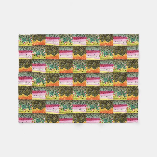 Brook, Regenbogen, Braune Forellen Fisherman Fleecedecke (Vorderseite (Horizontal))