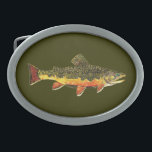 Brook Trout Fischmalerei Ovale Gürtelschnalle<br><div class="desc">BROOK TROUT ZEIGEN. Nur der Fisch, der ganze Fisch und nichts als der Fisch. Dieses Design hat die wilde östlichen Bachforelle, salvelinus fontinalis fontinalis, in reichen Farben und schönen Musterung, genau wie die Natur es gemalt. Die Kunst stammt aus einem originalen Aquarellmalerei von Mr. Trout Whiskers. Für diejenigen, die Liebe...</div>