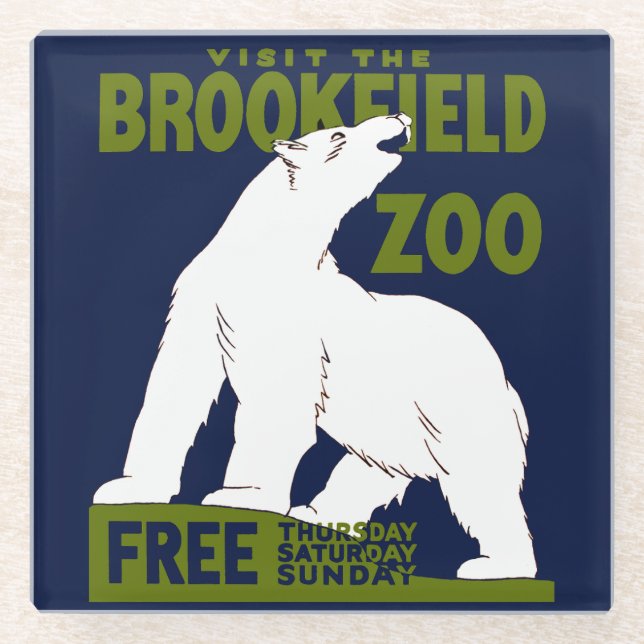 Brookfield Zoo, Bundesstaatlich Art Program Poster Glasuntersetzer (Vorderseite)