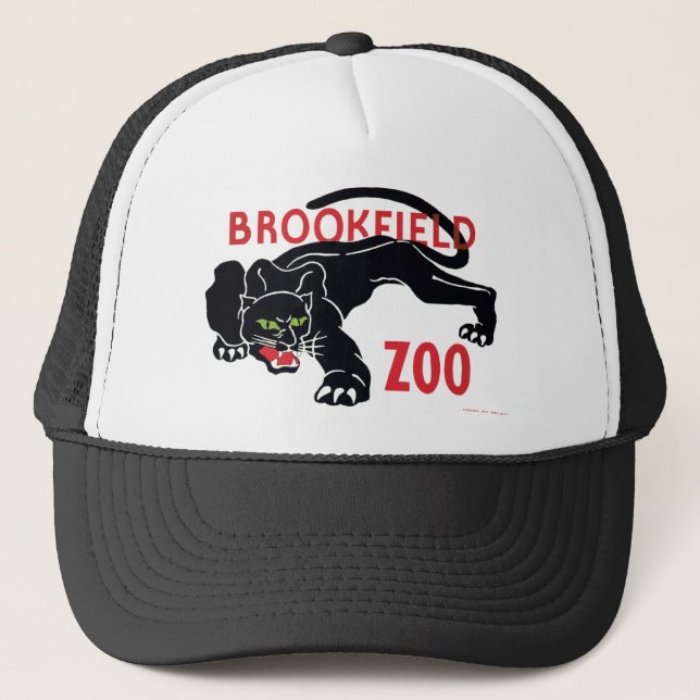 Brookfield Zoo-Schwarz-Leopard-Hut Truckerkappe (Vorderseite)