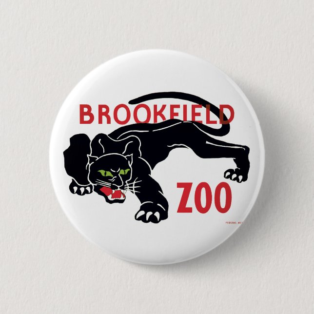 Brookfield Zoo-Schwarz-Leopard-Knopf Button (Vorderseite)