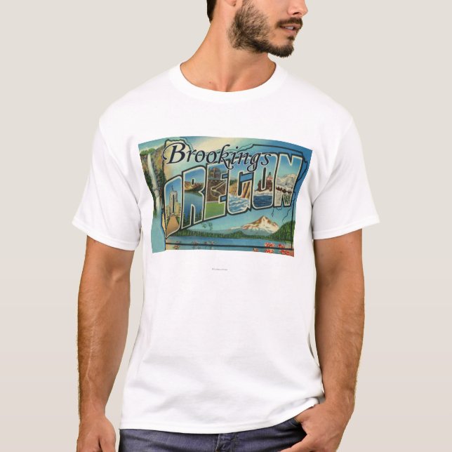 Brookings, Oregon - große Buchstabe-Szenen T-Shirt (Vorderseite)