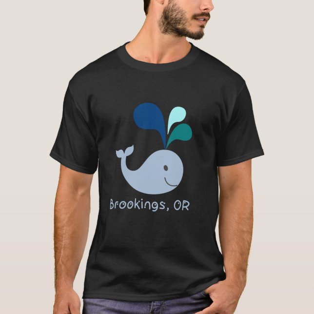 Brookings Oregon Niedlich Whale Lover Cartoon T-Shirt (Vorderseite)