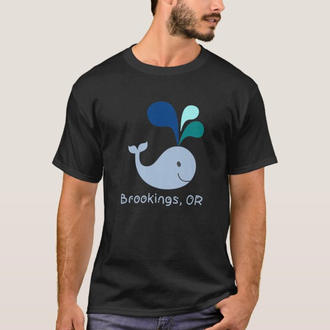 Brookings Oregon Niedlich Whale Lover Cartoon T-Shirt (Vorderseite)