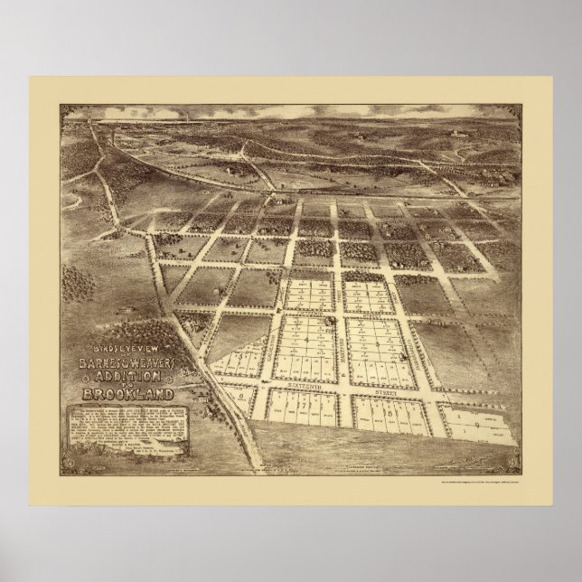 Brookland, DC Panorama Karte - 1895 Poster (Vorne)