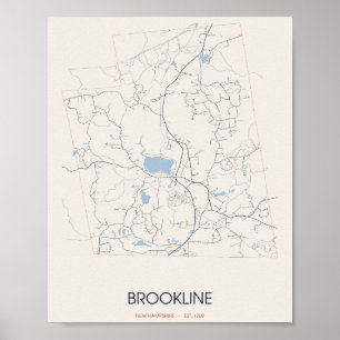 Brookline New Hampshire Straßenkarte Poster