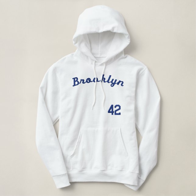 Brooklyn bestickte Baseball Pullover Hoodie (Design vorne)