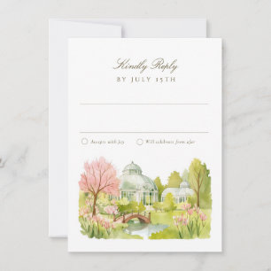 Brooklyn Botanic Garden Aquarell-Hochzeits-RSVP Einladung