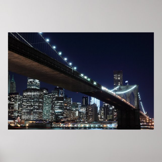 Brooklyn Bridge at Night, New York City Poster (Vorne)