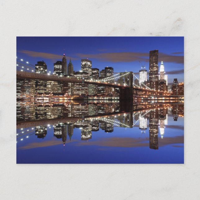 Brooklyn Bridge at Night, New York City Postkarte (Vorderseite)