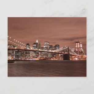 Brooklyn Bridge at Night, New York City Postkarte