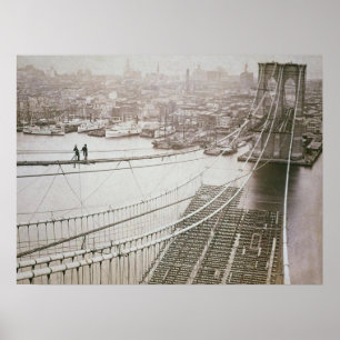 Brooklyn Bridge Bau Früh Manhattan  Poster