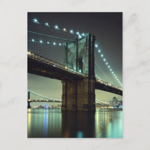 Brooklyn Bridge bei Nacht Manhattan Bridge Postkarte