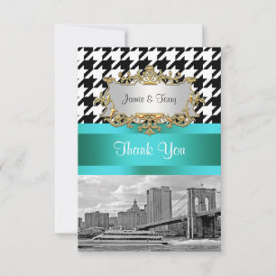 Brooklyn Bridge Blk Wht Hahnentrittmuster 2 Vielen Dankeskarte