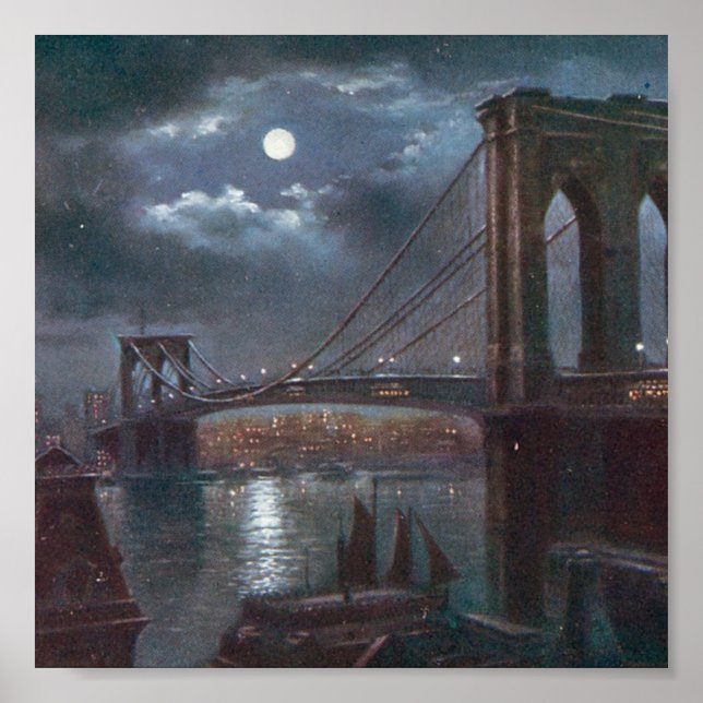 Brooklyn Bridge by Moonlight Poster (Vorne)