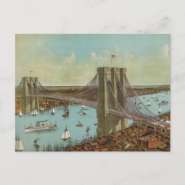Brooklyn Bridge Color Postcard Postkarte (Vorderseite)