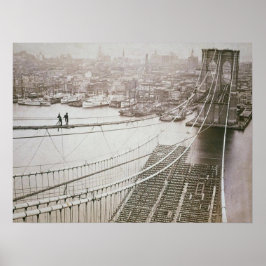 Brooklyn Bridge Construction Early Manhattan Poster