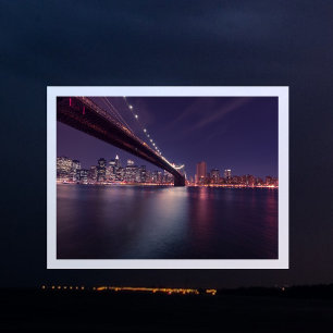 Brooklyn Bridge, East River, Manhattan Lights Postkarte