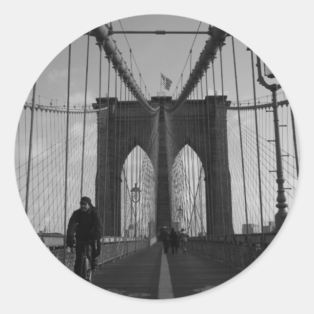 Brooklyn Bridge Foto Runder Aufkleber (Vorderseite)