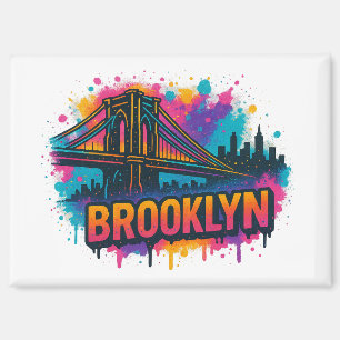 Brooklyn Bridge Graffiti Pop Art – Farbige Stadtan Magnet