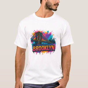 Brooklyn Bridge Graffiti Pop Art – Farbige Stadtan T-Shirt