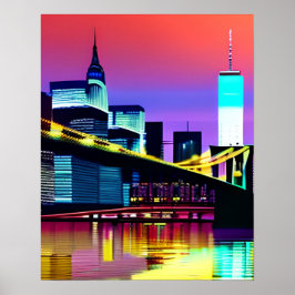 Brooklyn Bridge im Abend / at Night Poster