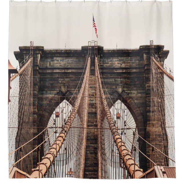 Brooklyn Bridge in New Yorkabstract, Amerika, Amer Duschvorhang (Vorderseite)