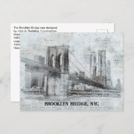 Brooklyn Bridge Information, NYC Postkarte