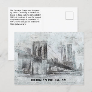 Brooklyn Bridge Informationen, NYC Postkarte
