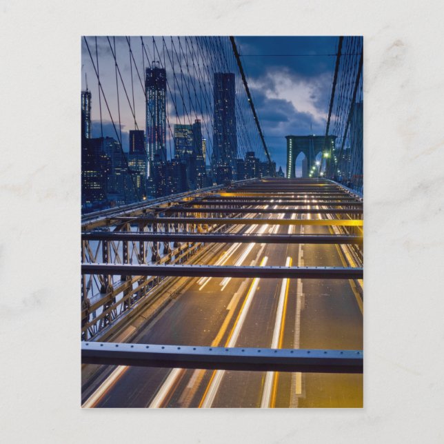 Brooklyn Bridge Lights at Night Postkarte (Vorderseite)
