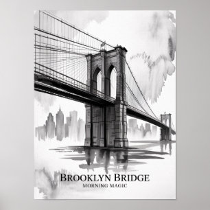 Brooklyn Bridge Morgenmagie Tinte Poster