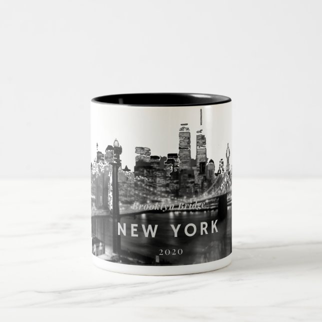 Brooklyn Bridge Mug à café à deux tons (Centre)
