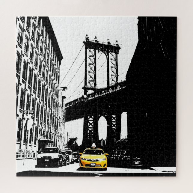 Brooklyn Bridge New York City Nyc Yellow Taxi (Horizontal)