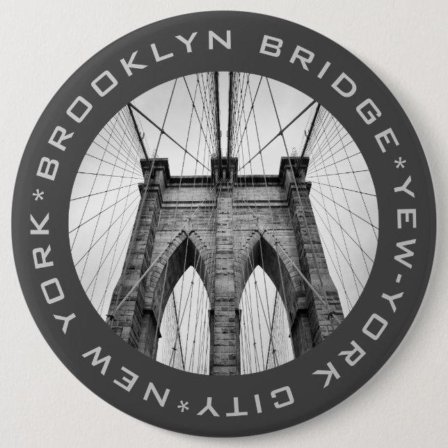Brooklyn Bridge New York City Sehenswürdigkeit Cus Button (Vorderseite)