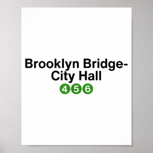Brooklyn Bridge New York U-Bahn-Stationsschilder, Poster