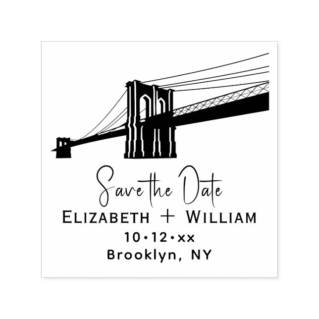 Brooklyn Bridge NYC Wedding Couple Save the Date Permastempel (Design)
